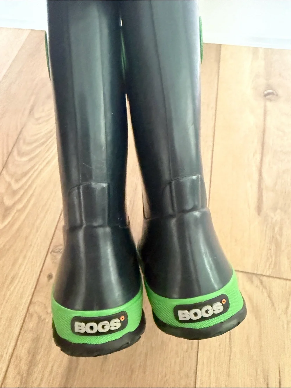 Bogs Kids' Lightweight Waterproof Rainboots Navy Green Size 10 Pull-on Handles